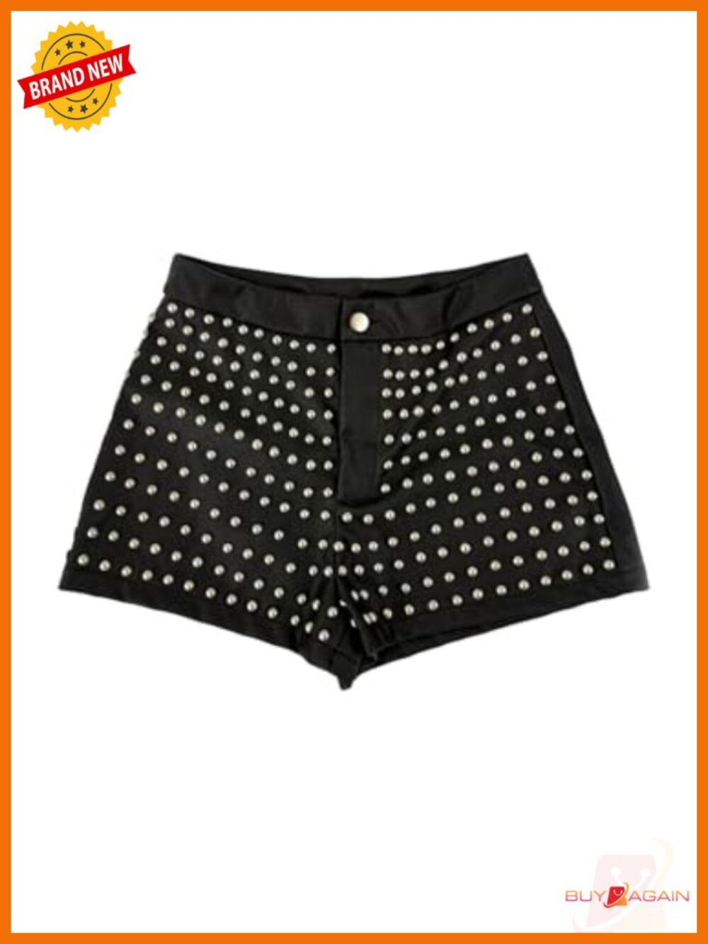 Studded Faux Leather Micro Shorts Low Rise Punk Party Mini Hot Pants Clubwear